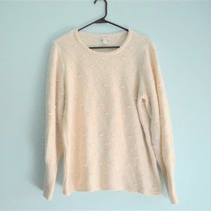 Est 1946 Cream Scalloped Balloon Sleeve Sweater L